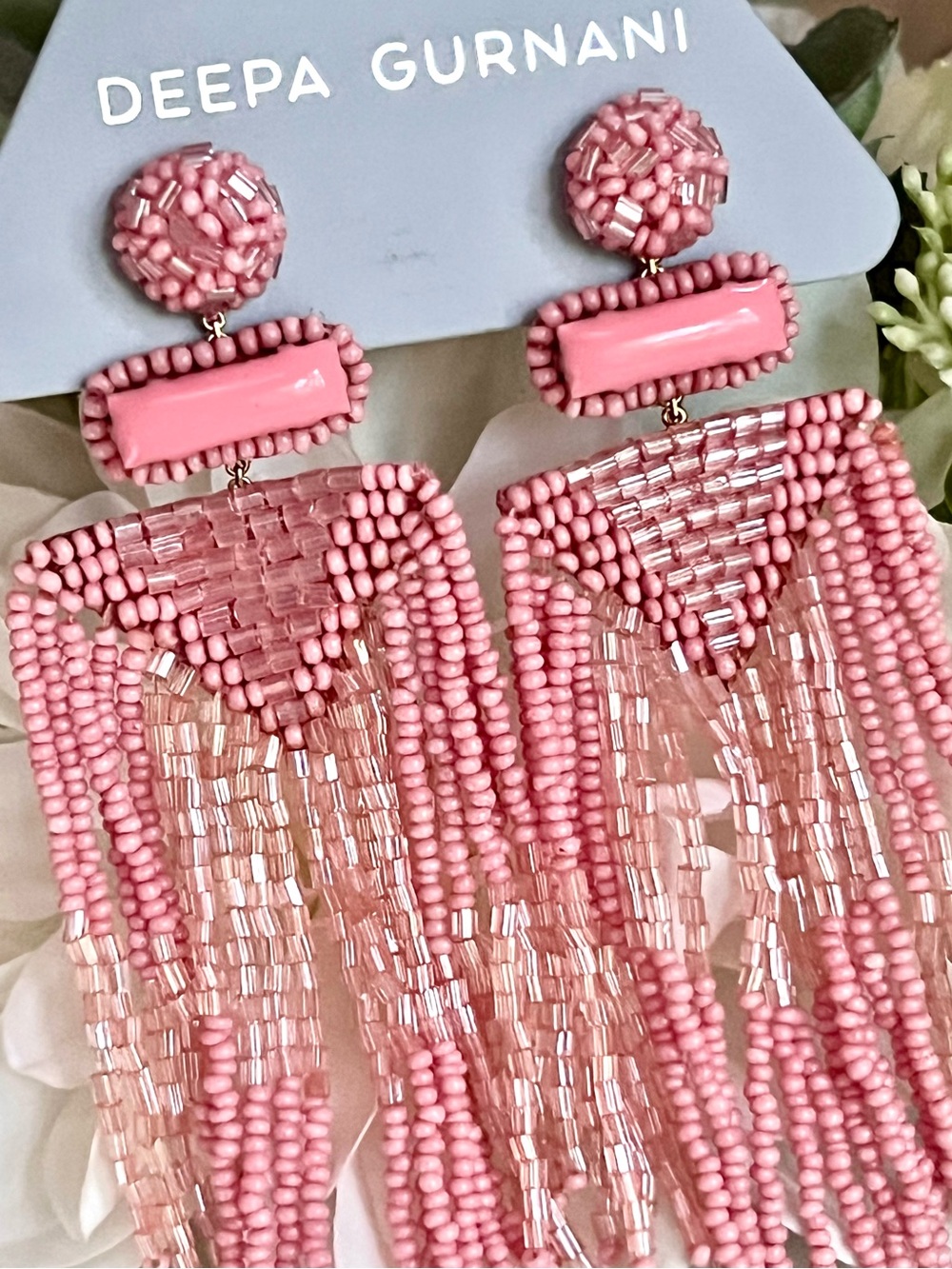 NWT Deepa Gurnani Beaded Fringe Chandeliers - Picture 6 of 16
